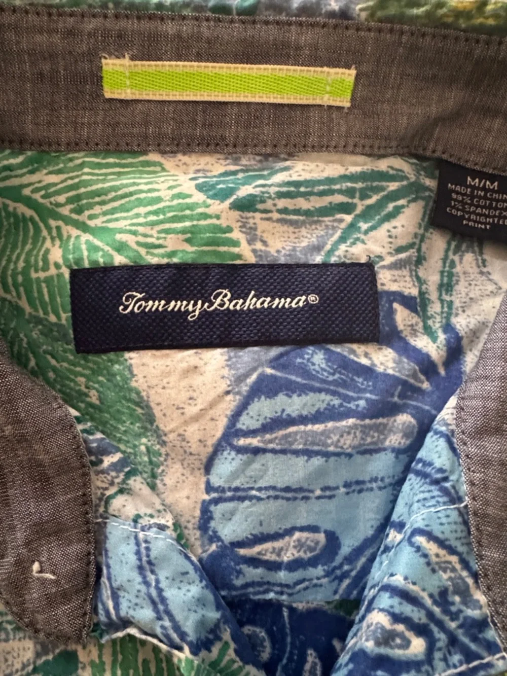 Tommy Bahama Blue and Green Tropical Leaf Short-Sleeve Button-Down Shirt - Picture 2 of 5